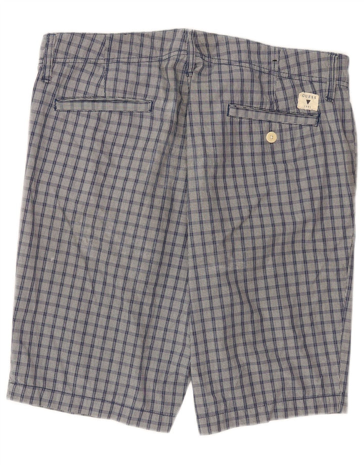 Guess Chino Shorts til mænd W34 Large Blue Ternet Bomuld