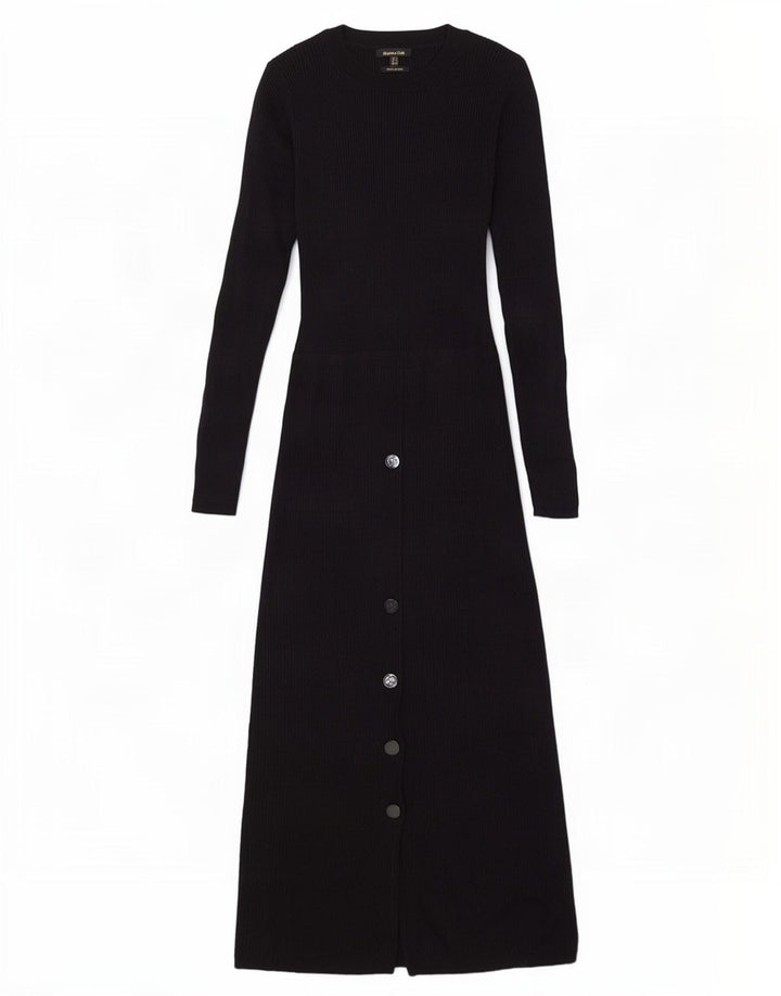 Massimo Dutti Dame Langærmet Jumper Kjole UK 8 Lille sort uld