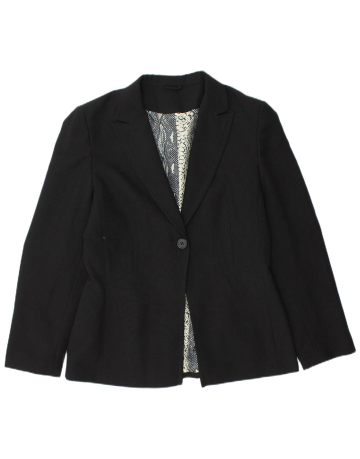 Bay Dame 1 Knap Blazer Jacket UK 14 Stor Sort Polyester