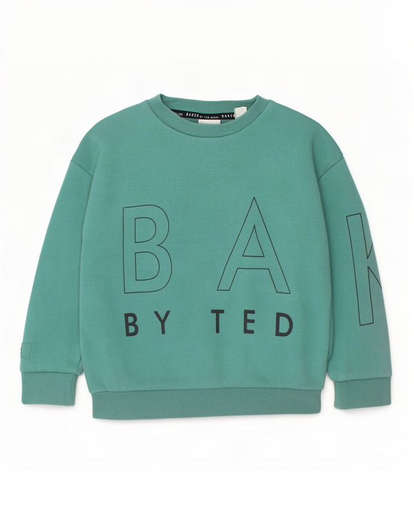 Ted Baker Boys Grafisk Sweatshirt Jumper 4-5 år Grøn Bomuld