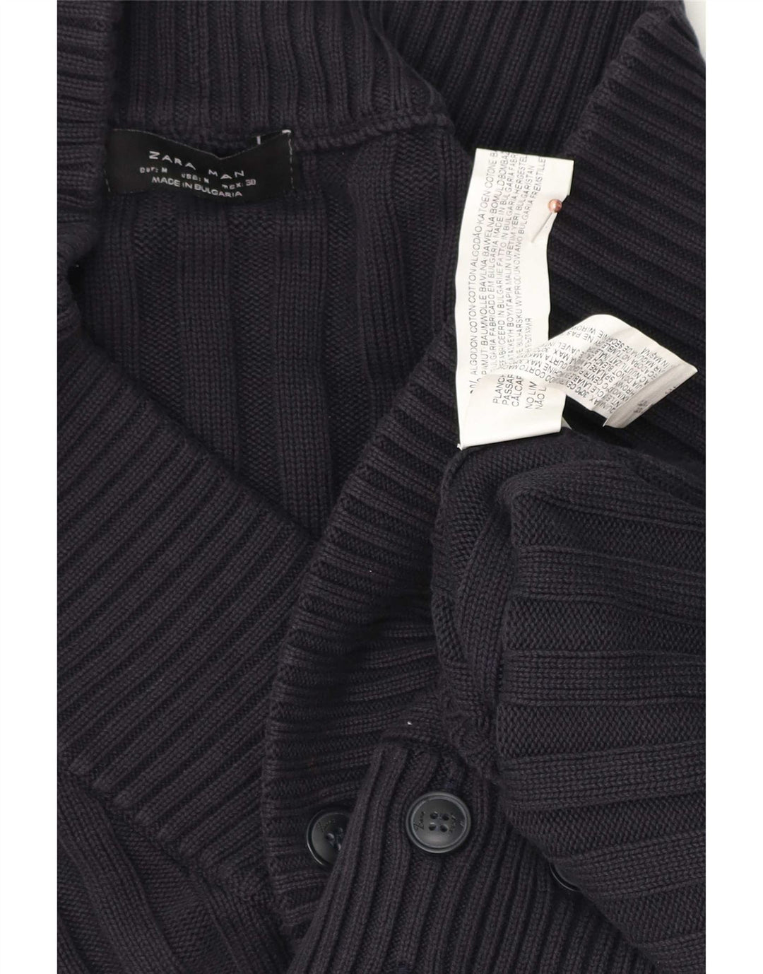 Zara herre cardigan sweater Medium marineblå bomuld