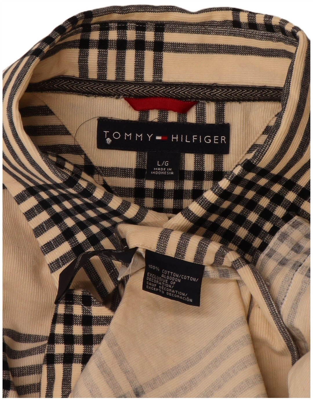 TOMMY HILFIGER Herreskjorte Stor Beige Plaid Bomuld
