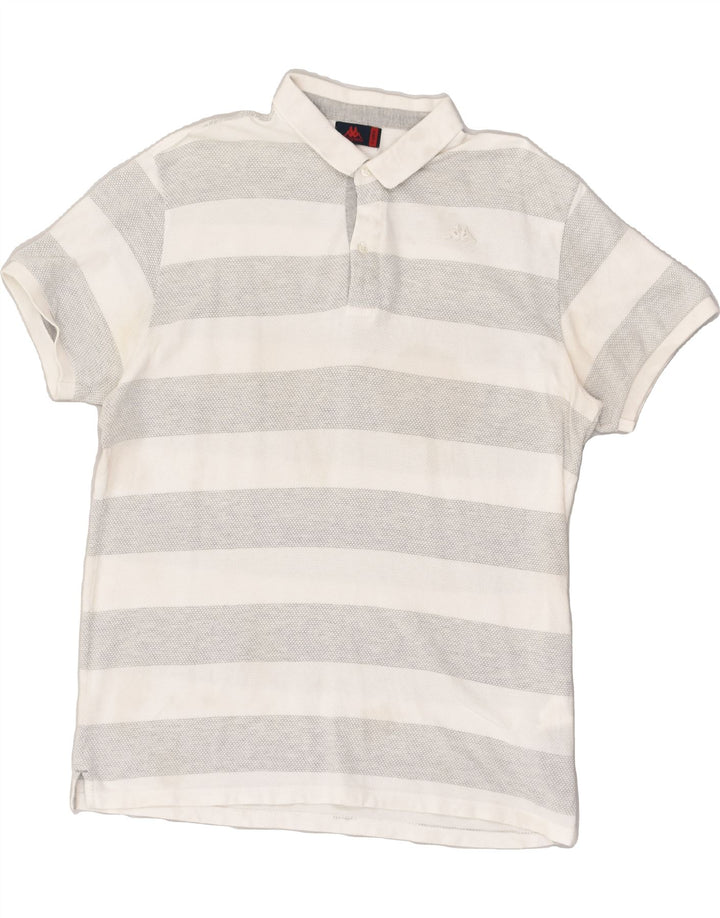 KAPPA Mens Slim Polo Shirt XL Grey Striped Cotton | Vintage Kappa | Thrift | Second-Hand Kappa | Used Clothing | Messina Hembry 