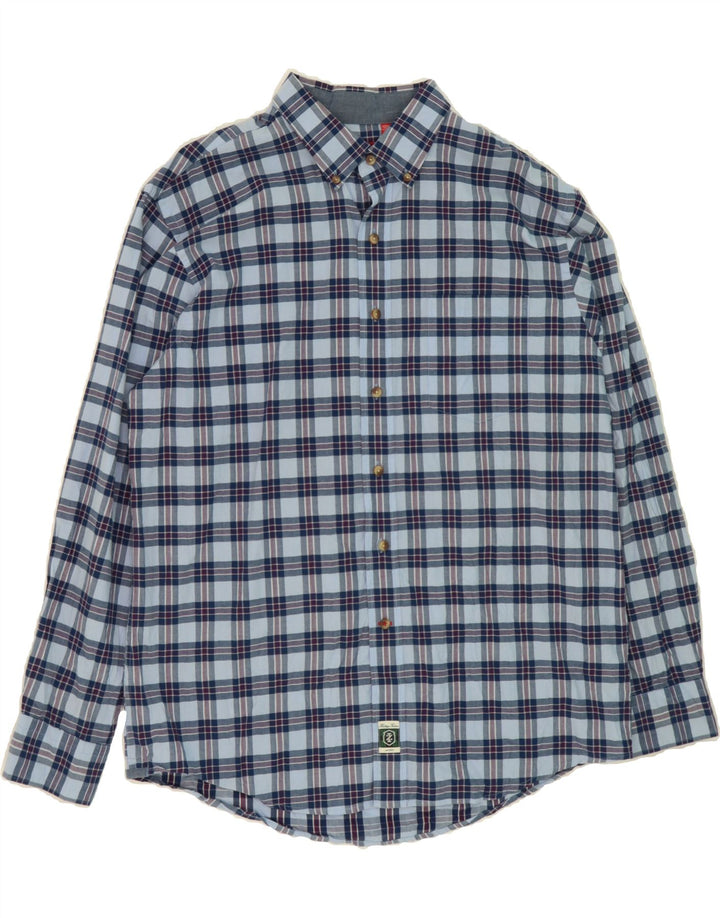 IZOD Mens Shirt Large Blue Check Cotton Vintage Izod and Second-Hand Izod from Messina Hembry 