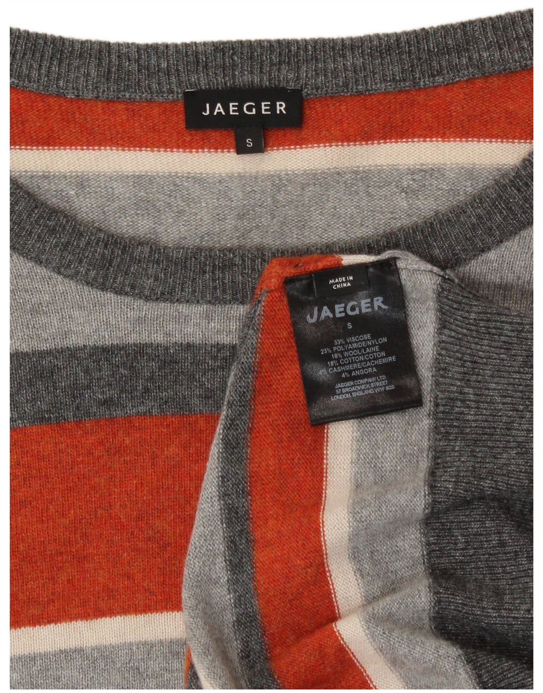 JAEGER Womens Boat Neck Jumper Sweater UK 10 Small Multicoloured