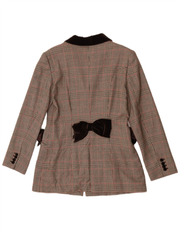 Vintage dame 3-knaps blazerjakke UK 8 Lille brun plaid