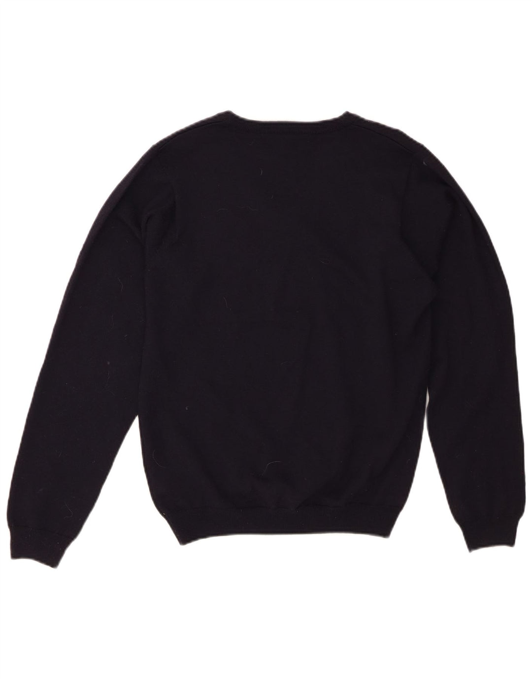 KARTEL Womens V-Neck Jumper Sweater UK 14 Large Navy Blue Wool