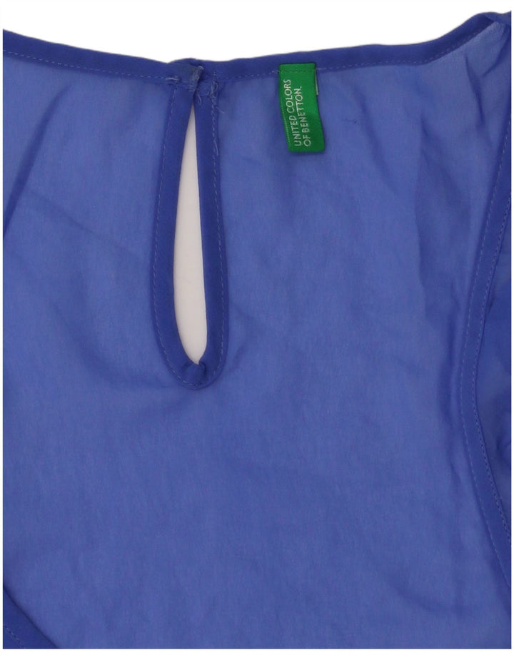 Benetton Dame ærmeløs bluse Top UK 16 Large Blue