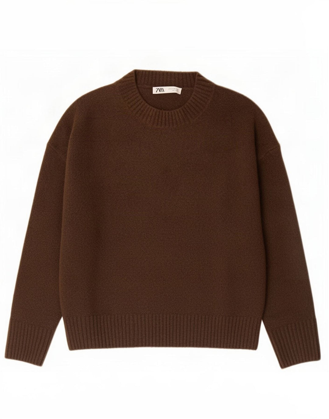 Zara Dame Oversized Boat Neck Jumper Sweater UK 10 Small Brown
