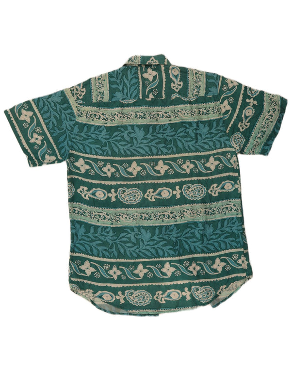 James Dillon kortærmet herreskjorte lille grøn blomstersilke