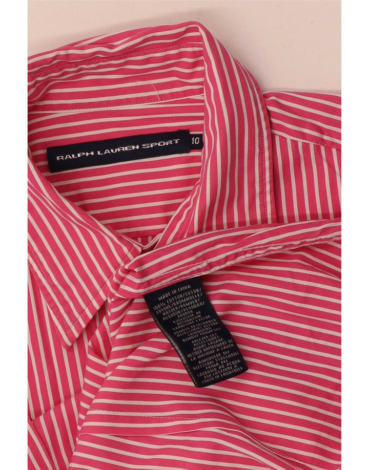 Ralph Lauren Dameskjorte US 10 Stor Pink Stribet Bomuld