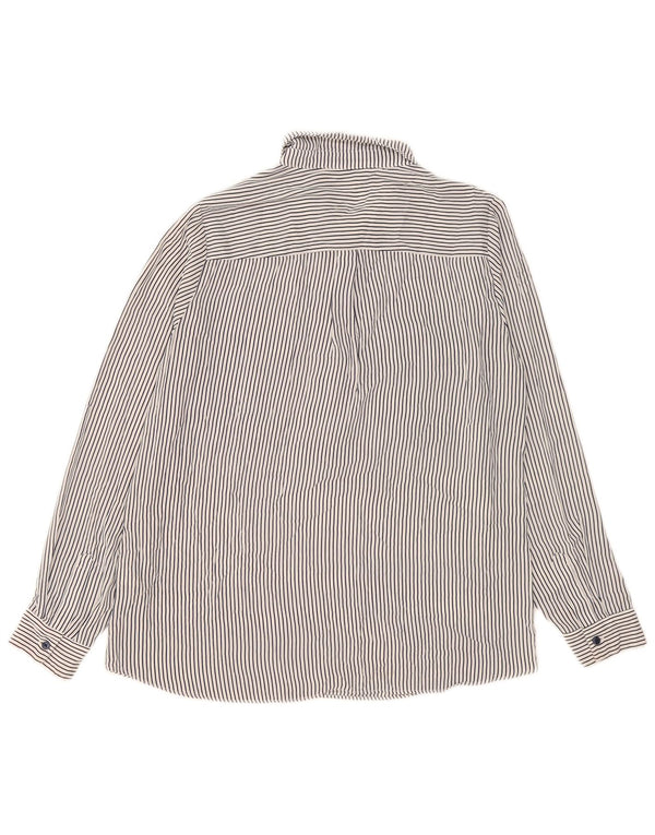 Oasis Dame Pullover Shirt Bluse UK 14 Large White Pinstripe Polyester