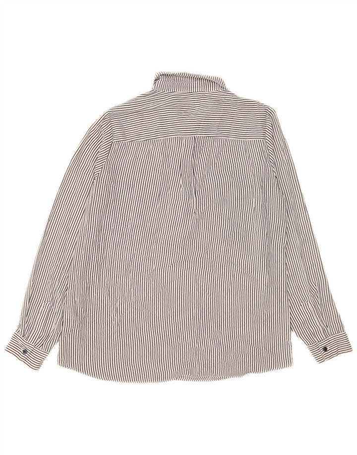 Oasis Dame Pullover Shirt Bluse UK 14 Large White Pinstripe Polyester