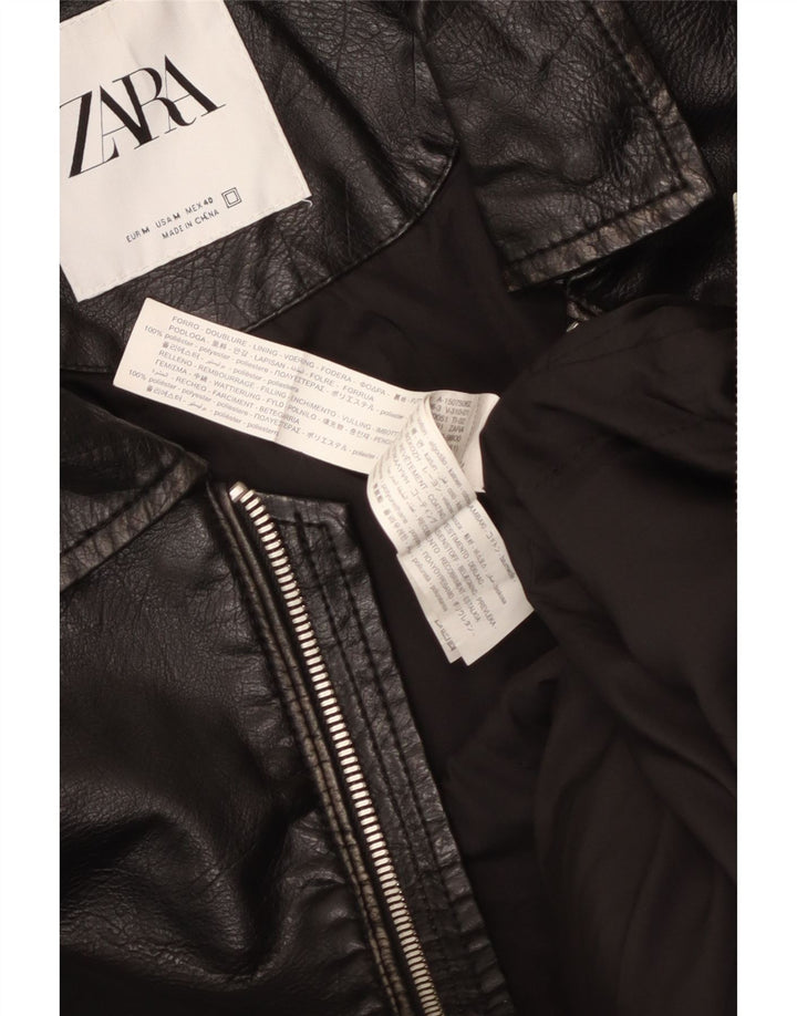 Zara Herre Læderjakke UK 38 Medium Sort Polyurethan