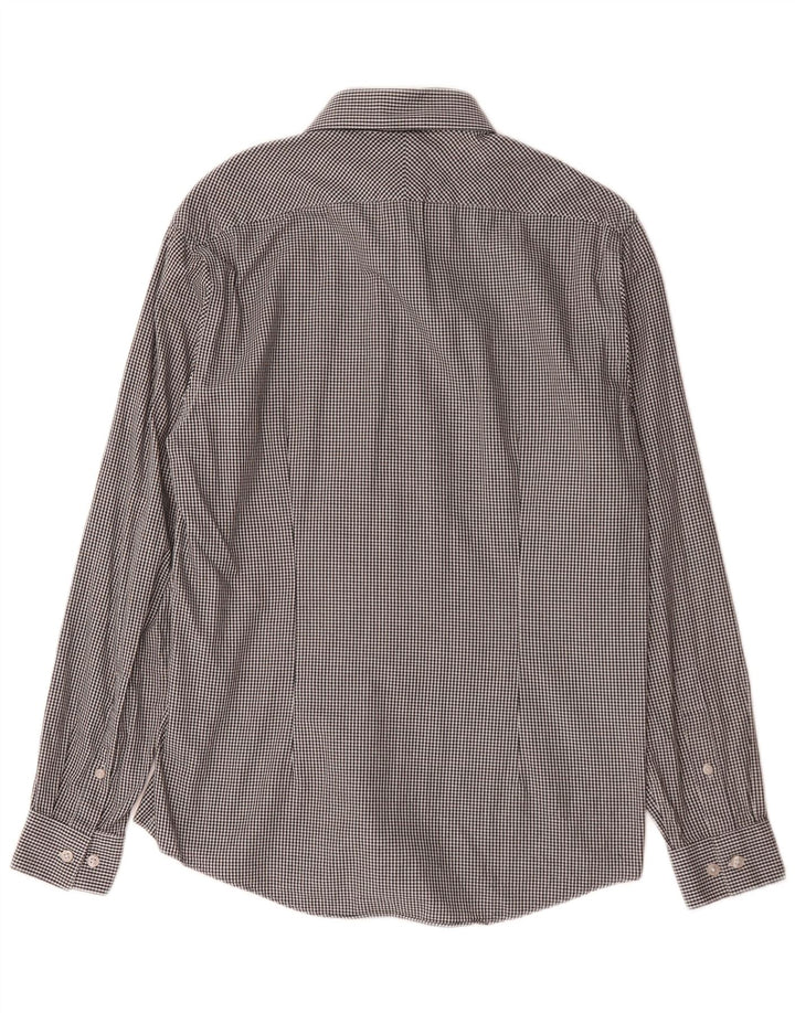 Calvin Klein Herre Slim Fit Skjorte Størrelse 39 15 1/2 Medium Grey Houndstooth