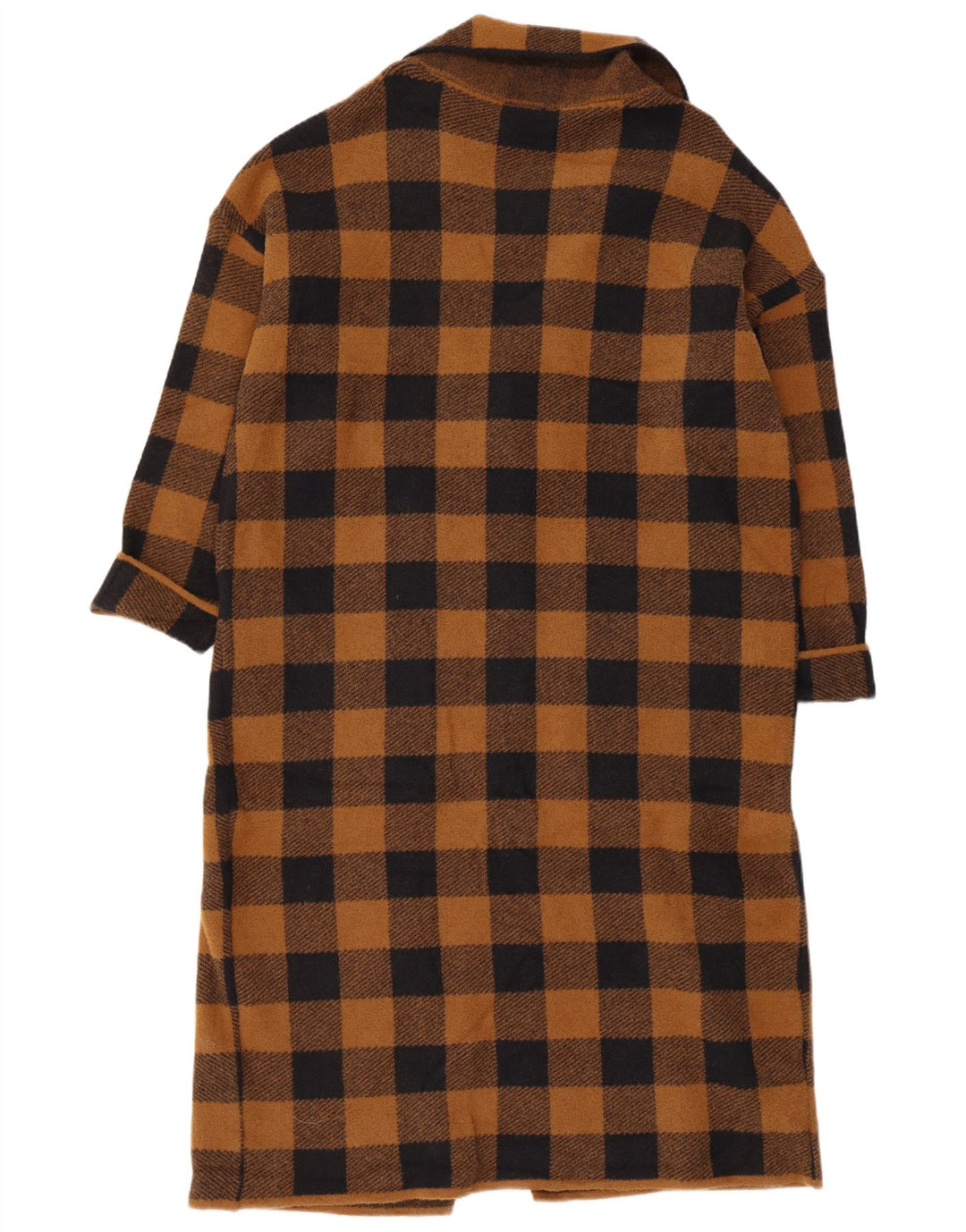 Zara Dame Oversized Overfrakke UK 10 Small Brown Gingham Nylon