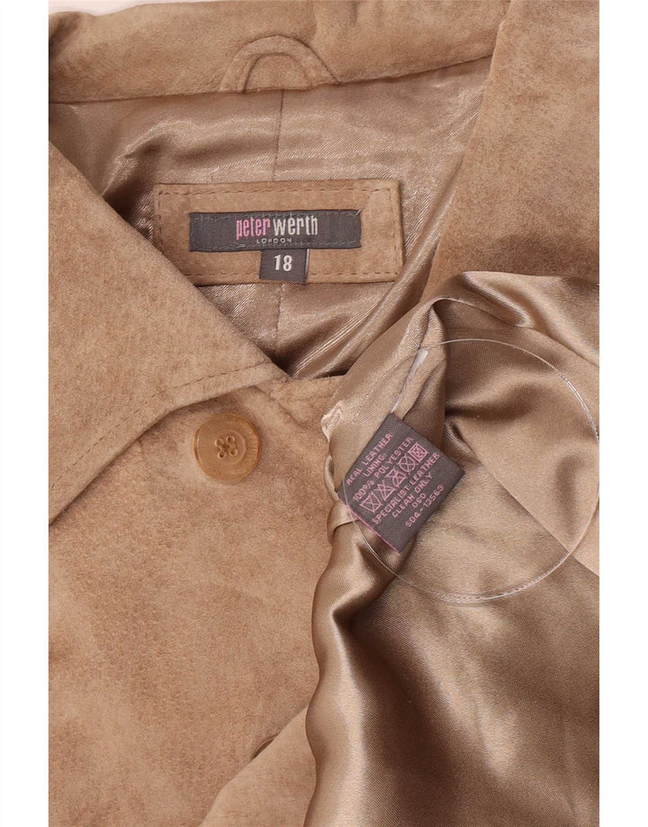 Peter Werth Dame Ruskindsjakke UK 18 XL Beige Læder Klassisk