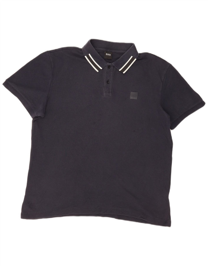 Hugo Boss herre poloshirt XL marineblå bomuld