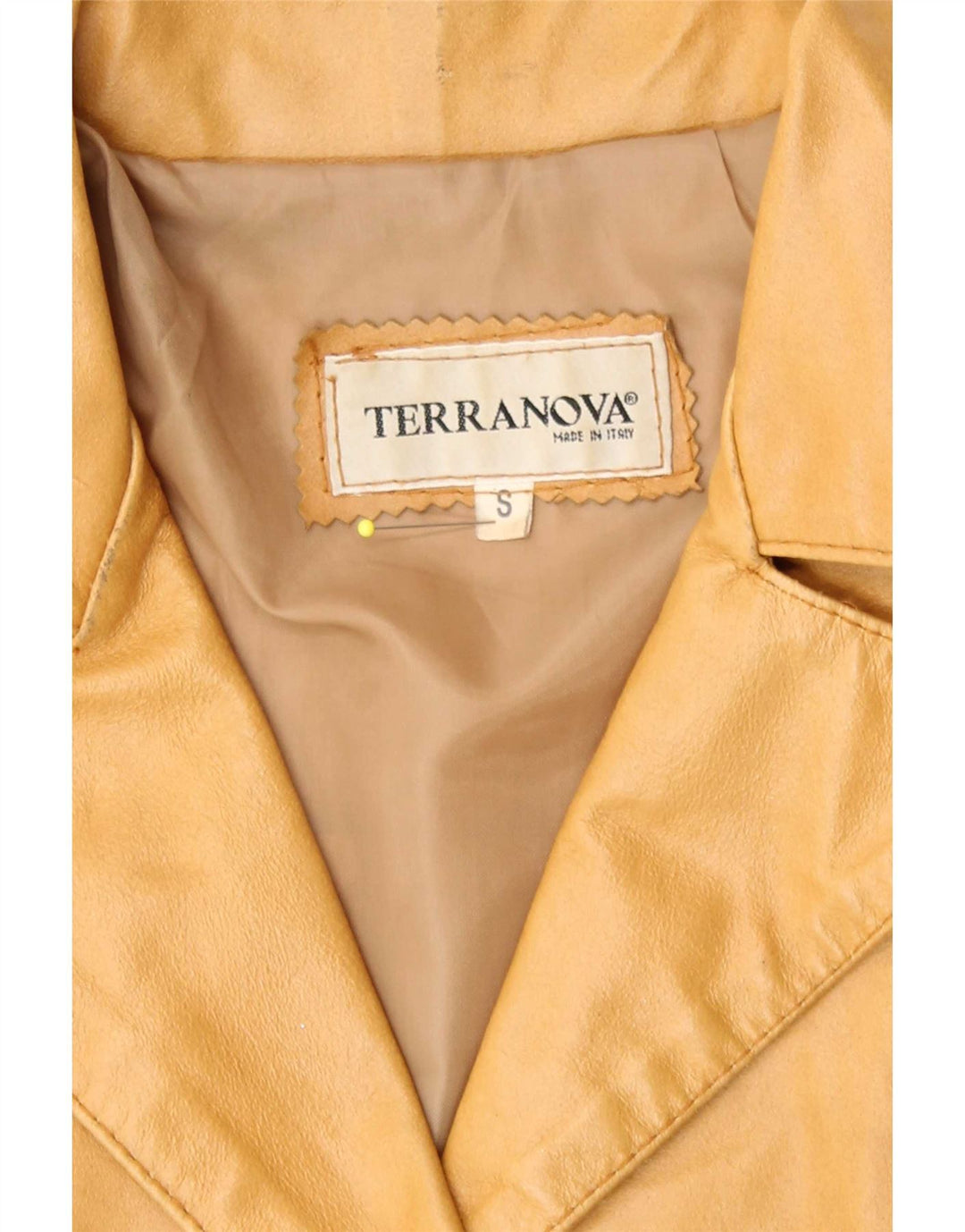Terranova Dame Læder Frakke UK 10 Small Beige Læder