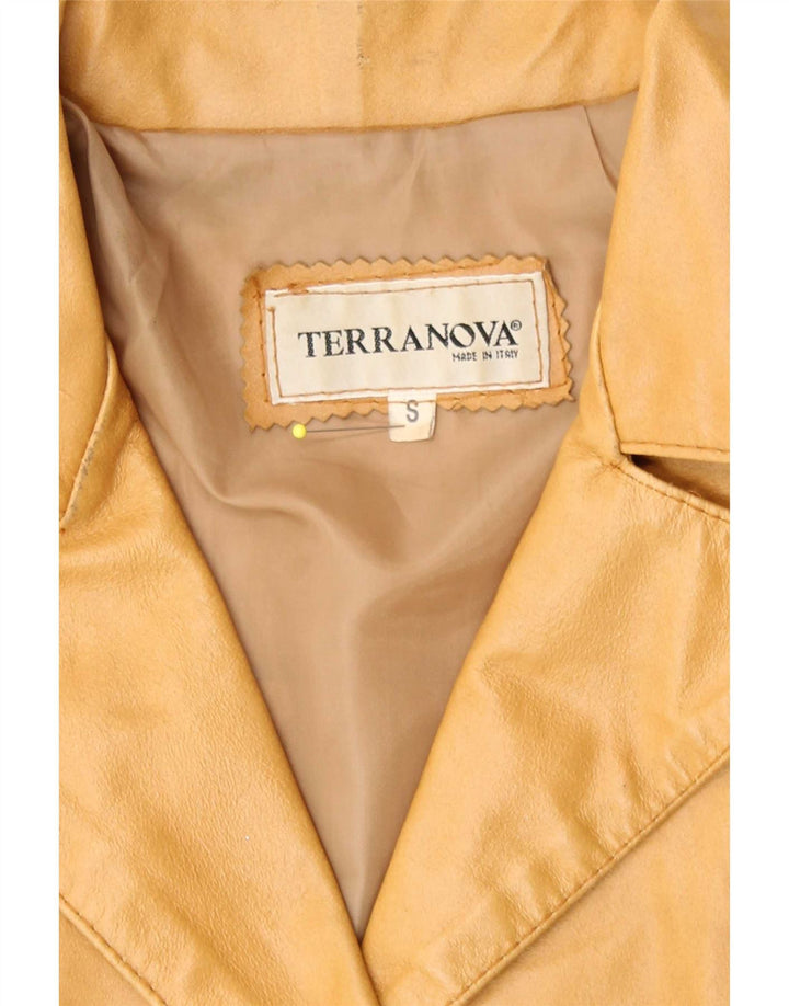 Terranova Dame Læder Frakke UK 10 Small Beige Læder