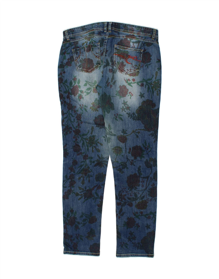 DESIGUAL Dame Skinny Jeans W32 L32 Blue Floral Polyester