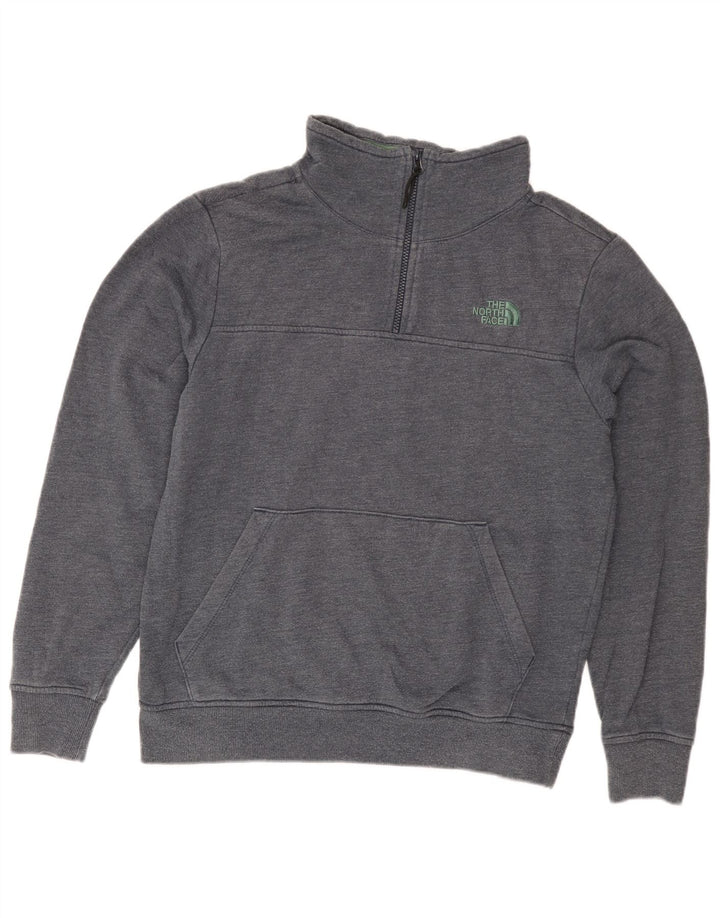 The North Face Herre Zip Neck Sweatshirt Jumper Medium Grey Bomuld