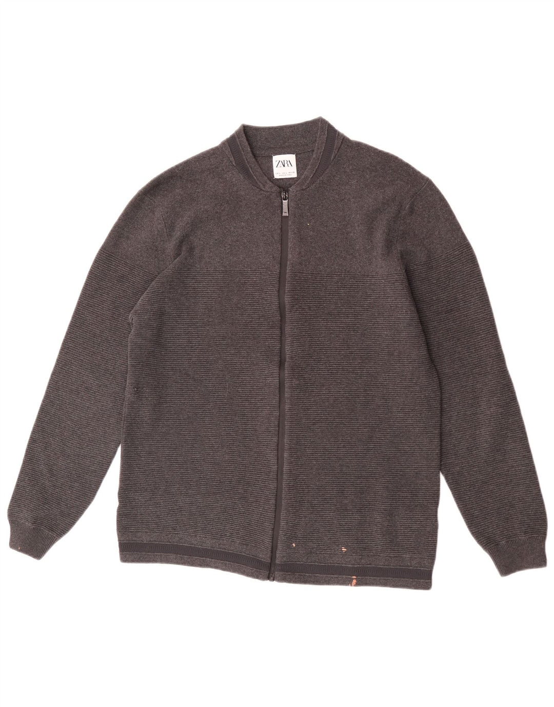 Zara Herre cardigan sweater Stor grå stribet bomuld