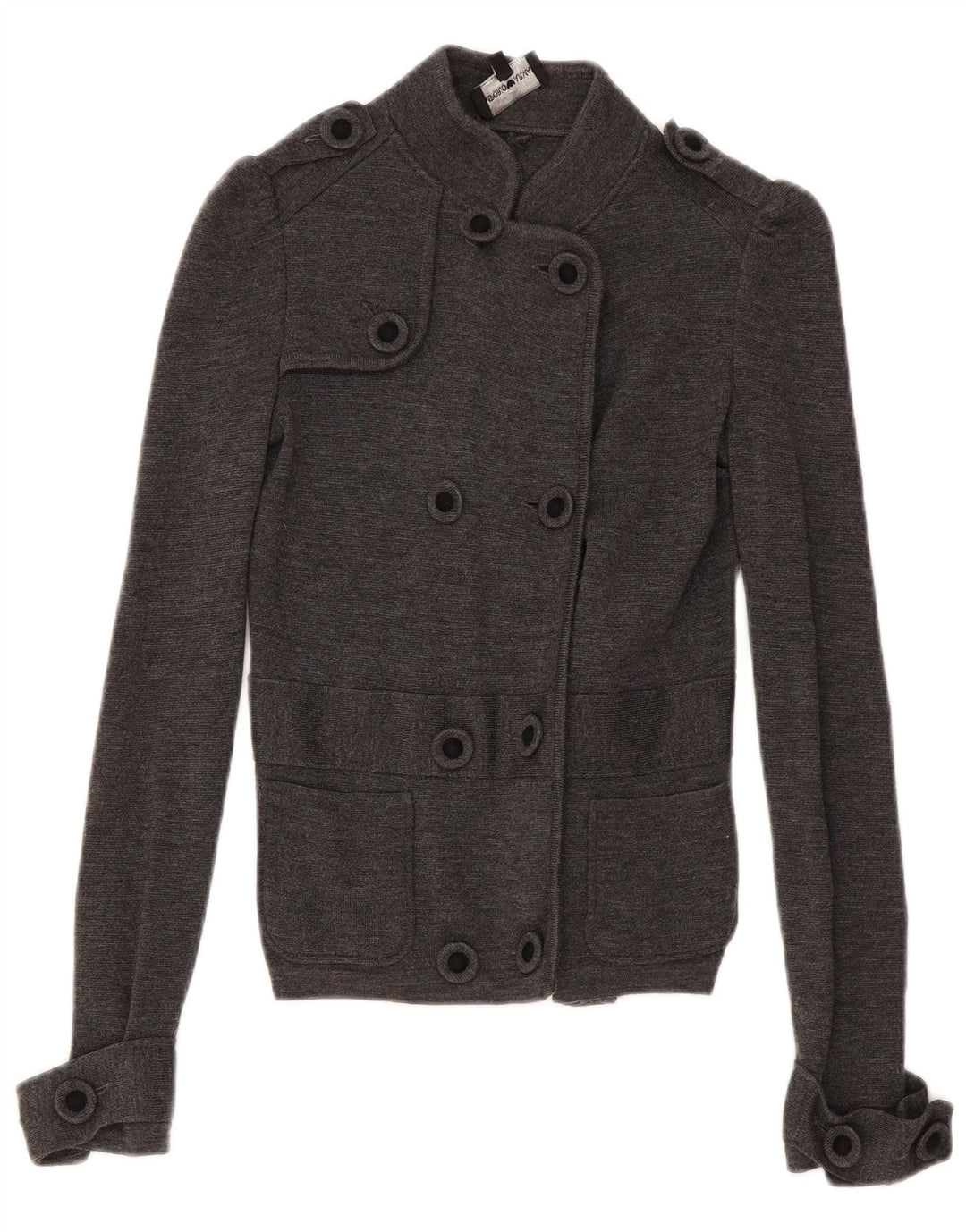 Armani Dame Dobbeltradet Cardigan Sweater IT 38 XS Grå Uld