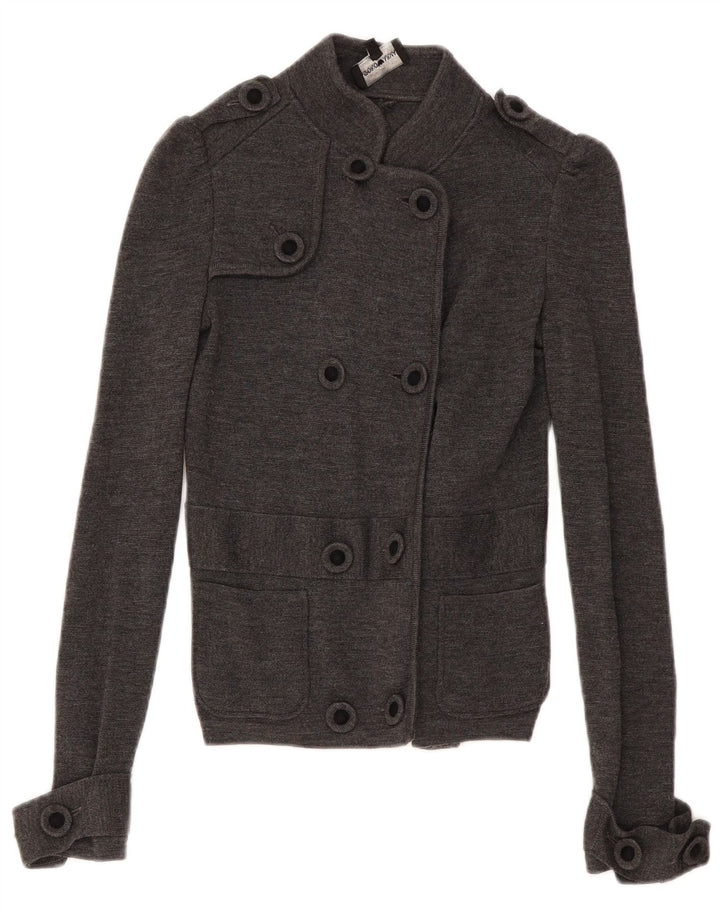 Armani Dame Dobbeltradet Cardigan Sweater IT 38 XS Grå Uld