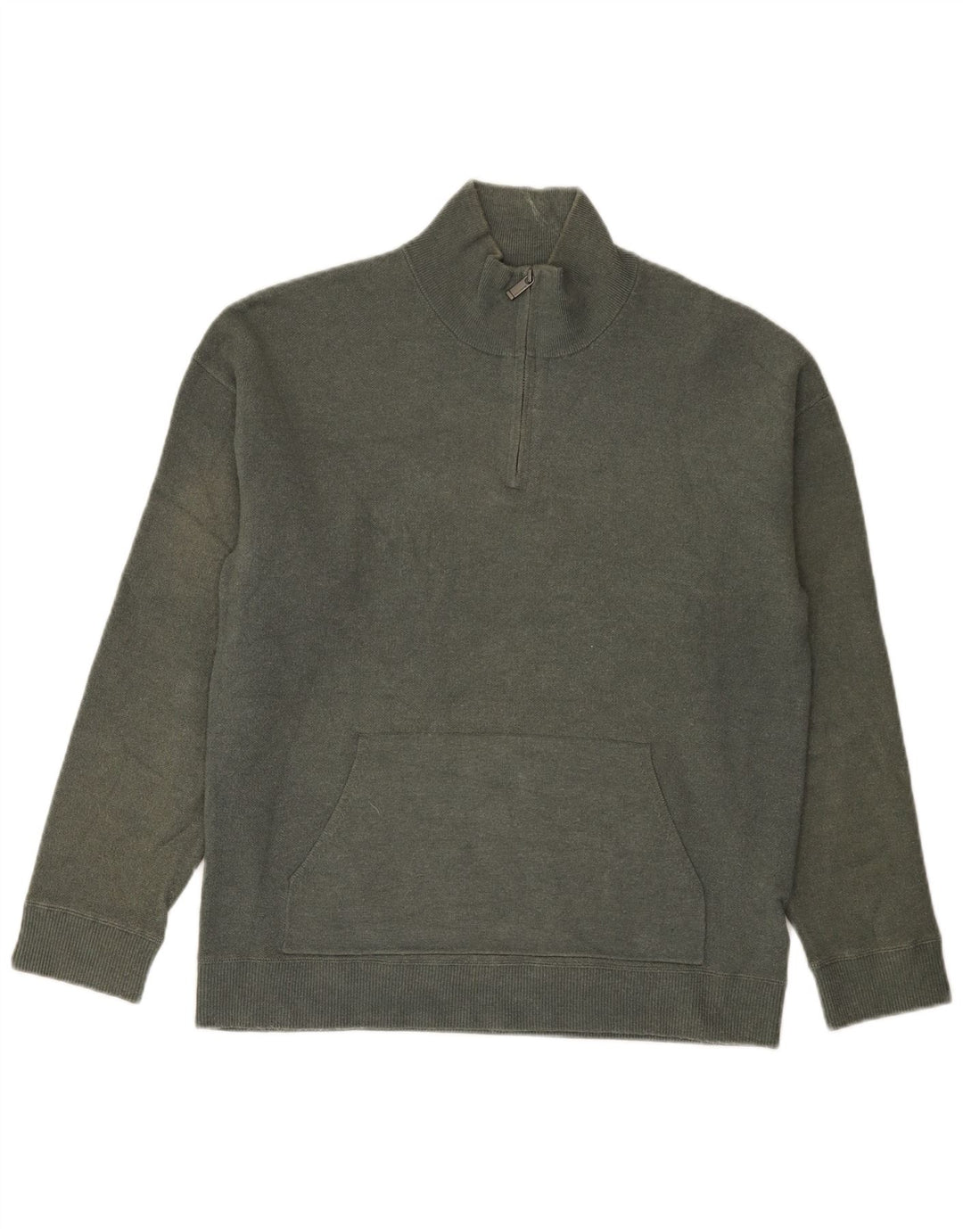 Massimo Dutti Herre Zip Neck Jumper Sweater Stor Grå Viscose