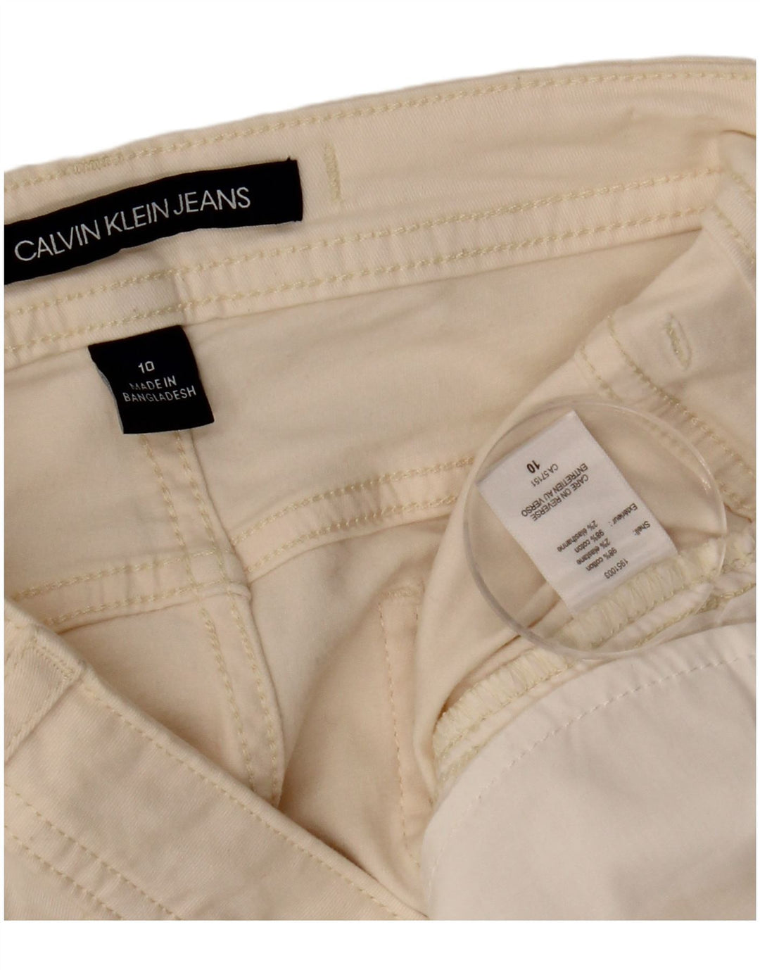 CALVIN KLEIN Lige fritidsbukser til kvinder US 10 Large W32 L26 Off White