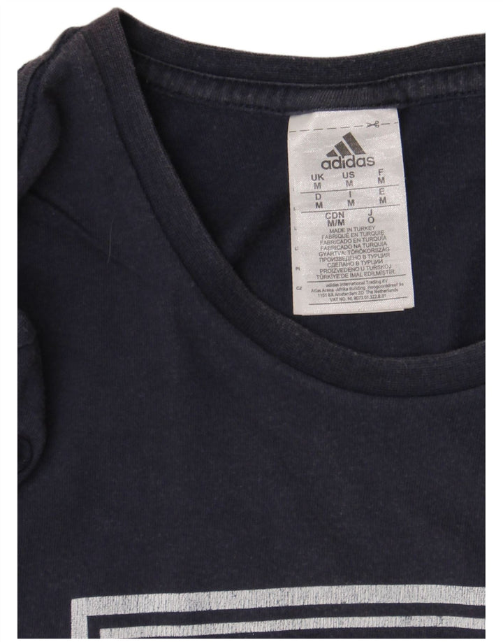 Adidas Herre grafisk T-shirt Top Medium Navyblå Bomuld