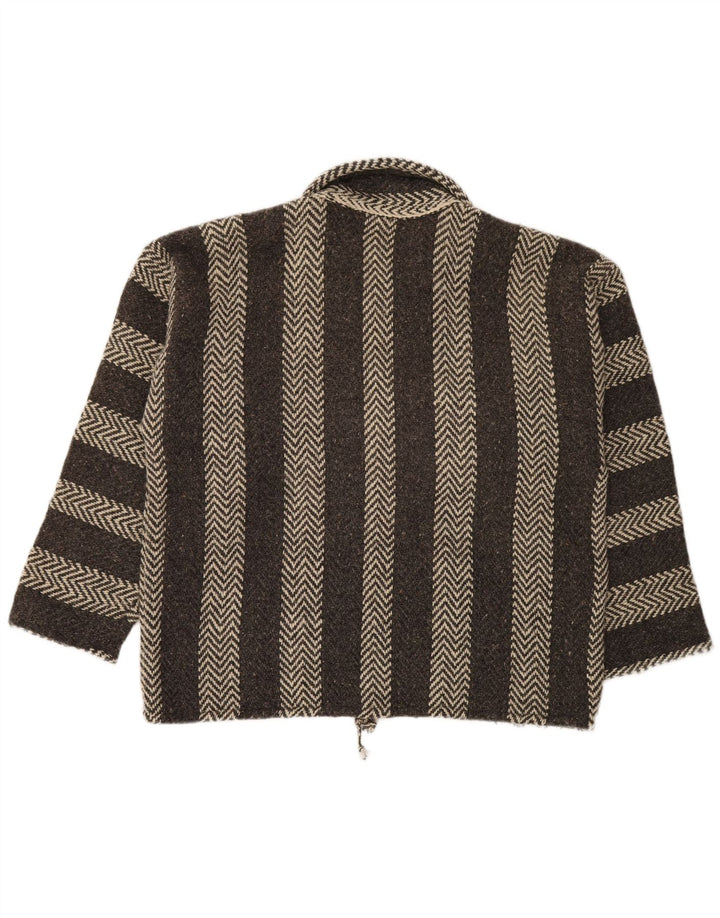 VINTAGE Herre Polo Neck Jumper Sweater XL Grå Chevron Aztec