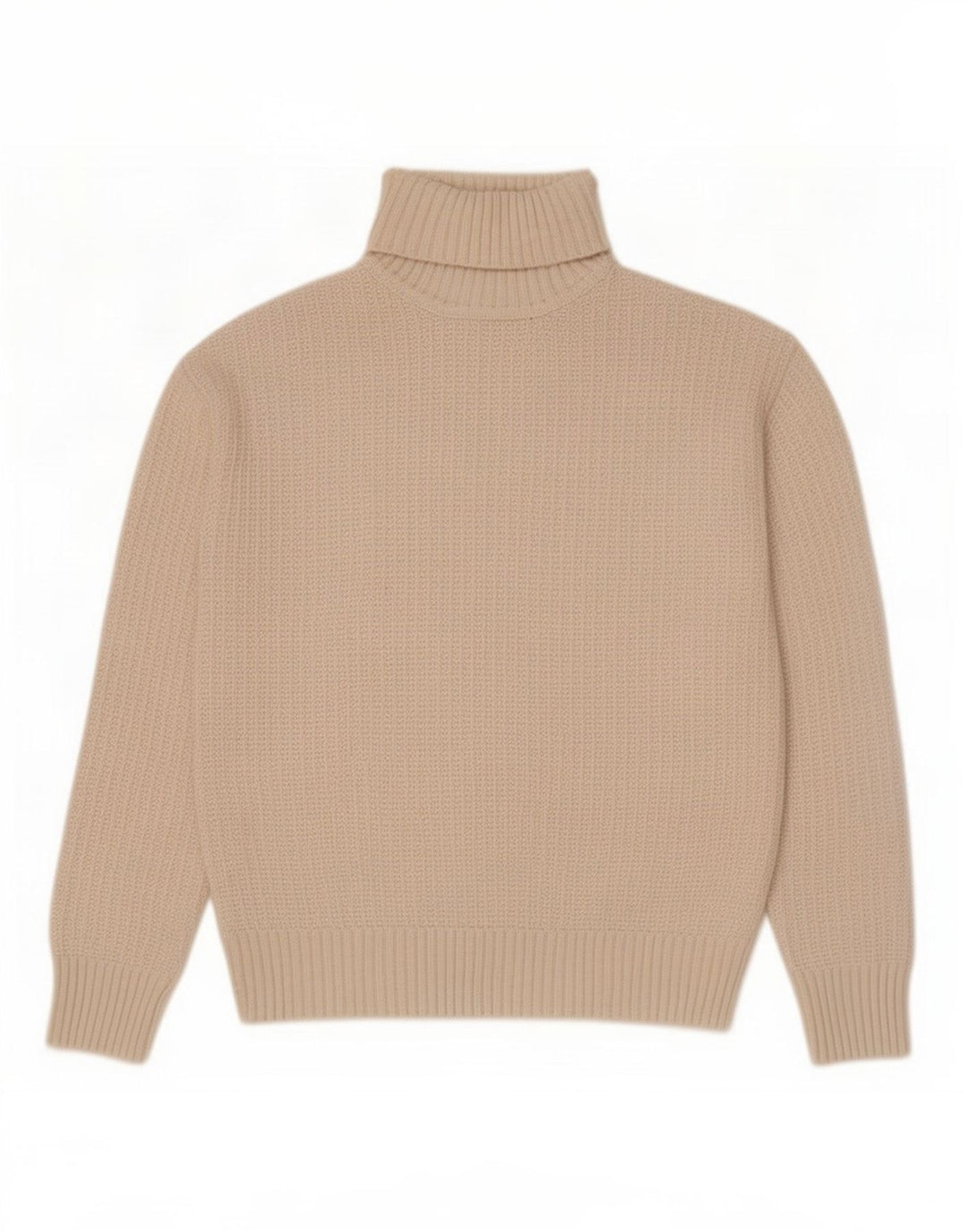 Marks & Spencer Dame Roll Neck Jumper Sweater UK 10 Small Beige Polyester