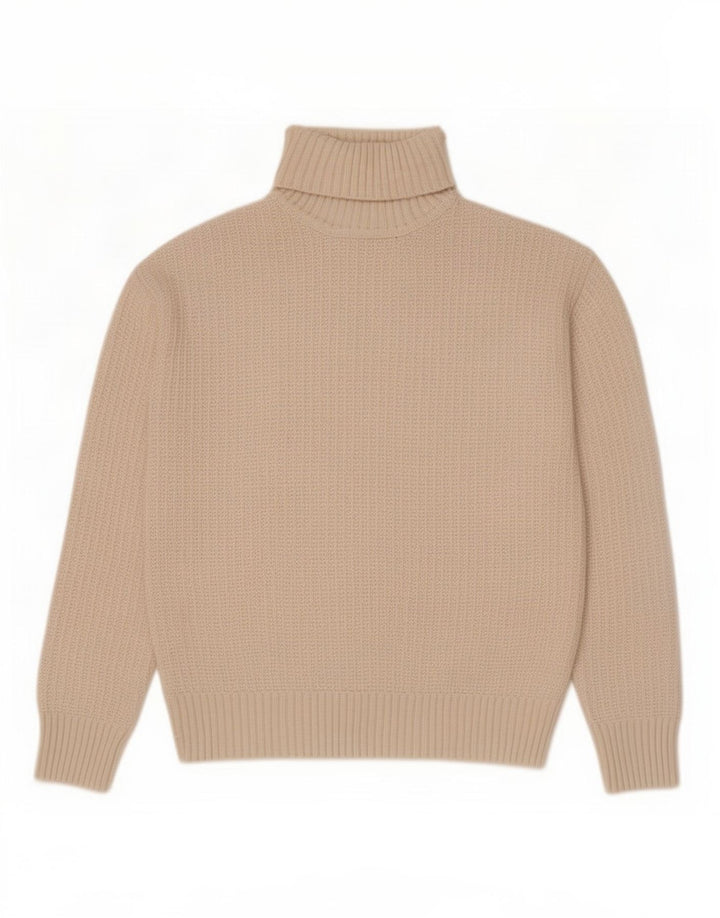 Marks & Spencer Dame Roll Neck Jumper Sweater UK 10 Small Beige Polyester