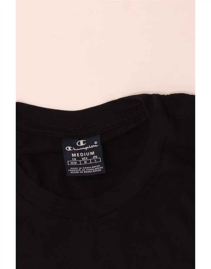 Champion Herre Grafisk T-Shirt Top Medium Sort Bomuld