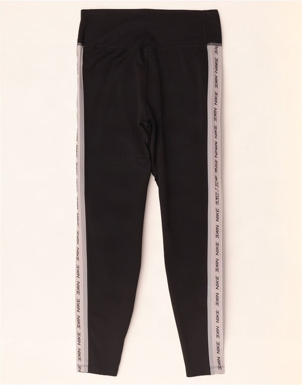 Nike Dame Dri Fit Grafiske Leggings UK 14 Medium Sort Colourblock