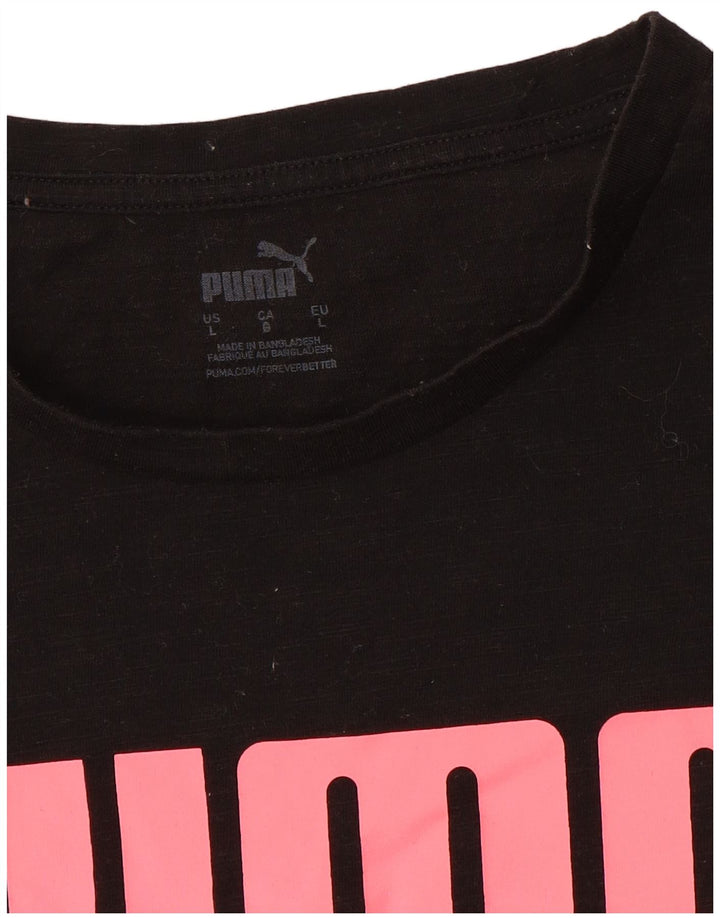 Puma Grafisk T-Shirt Top til kvinder DK 16 Stor Sort