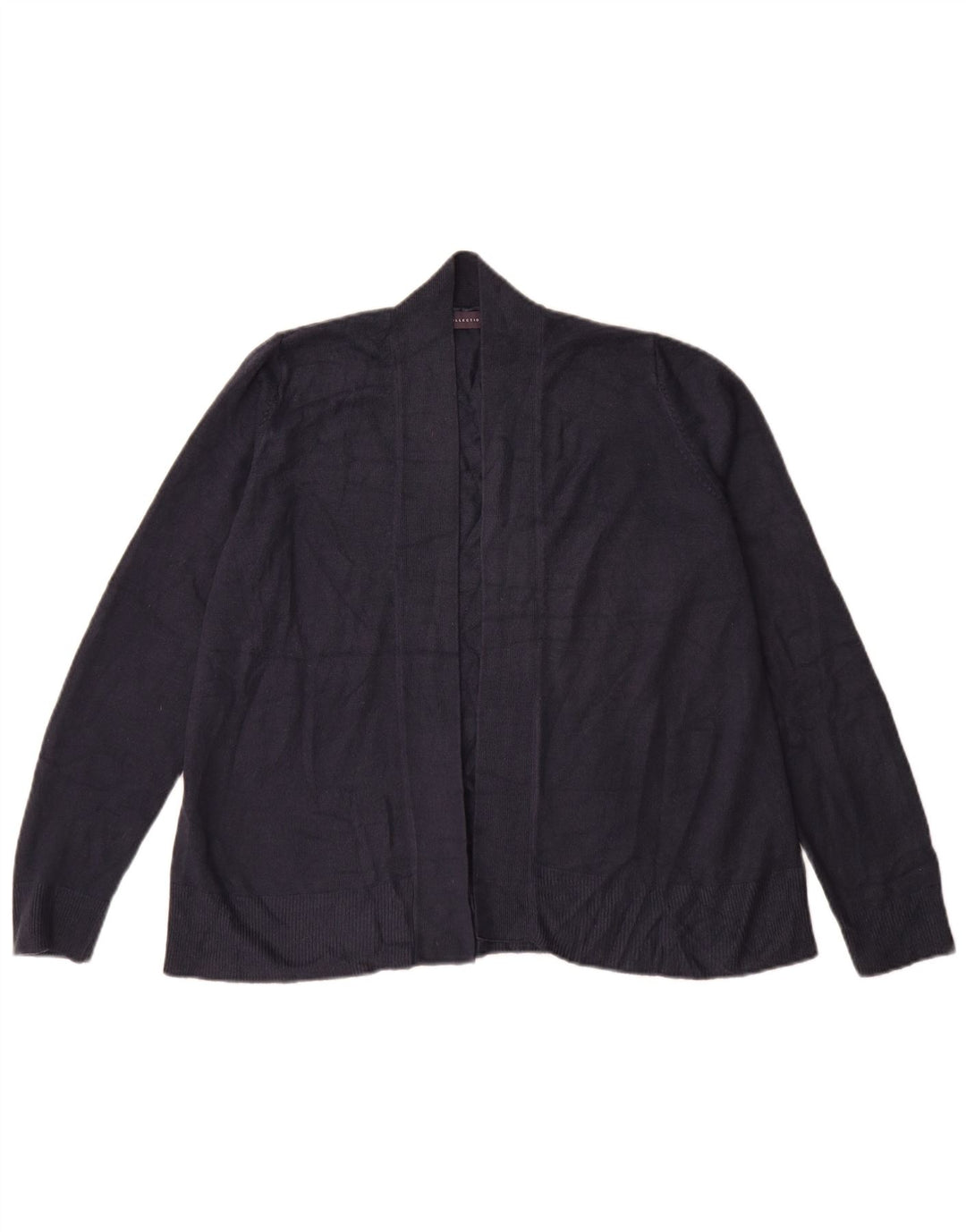 Marks & Spencer Womens Open Cardigan Sweater UK 16 Large Navy Blue Acryl