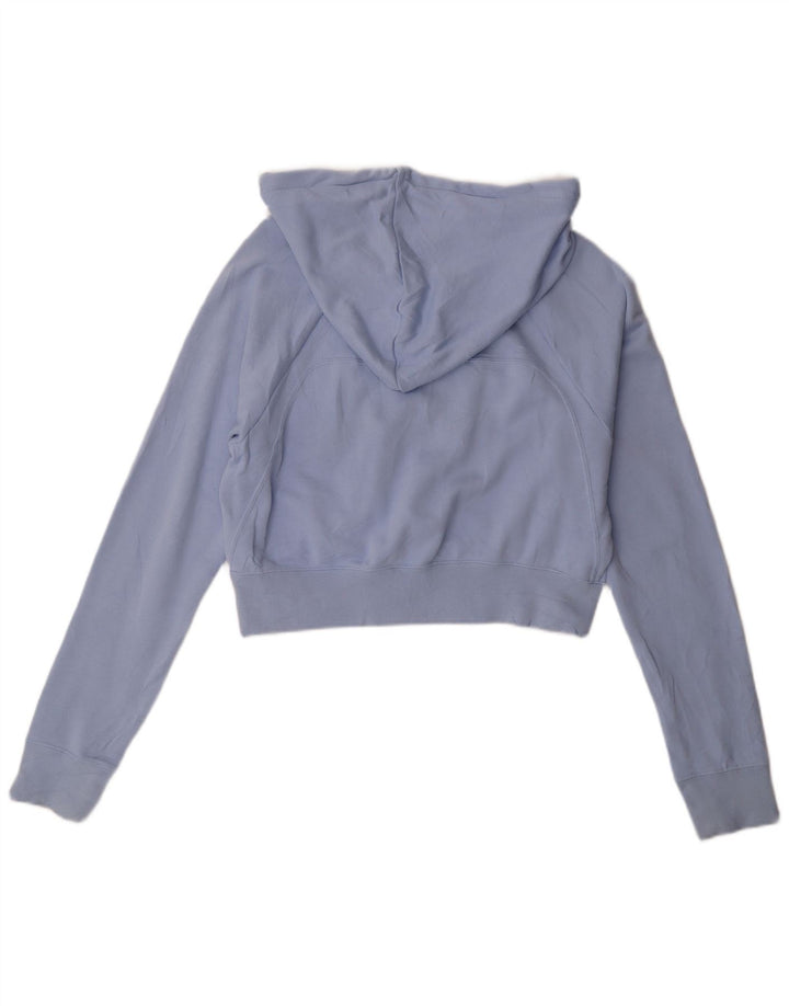 Nike Dame Crop Graphic Hoodie Jumper UK 14 Medium Blue Bomuld