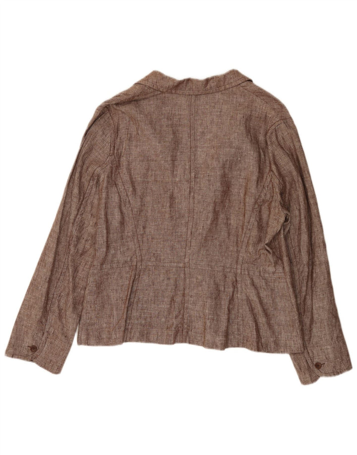 MONSOON Dame 2-knaps blazerjakke UK 18 XL Brun hør