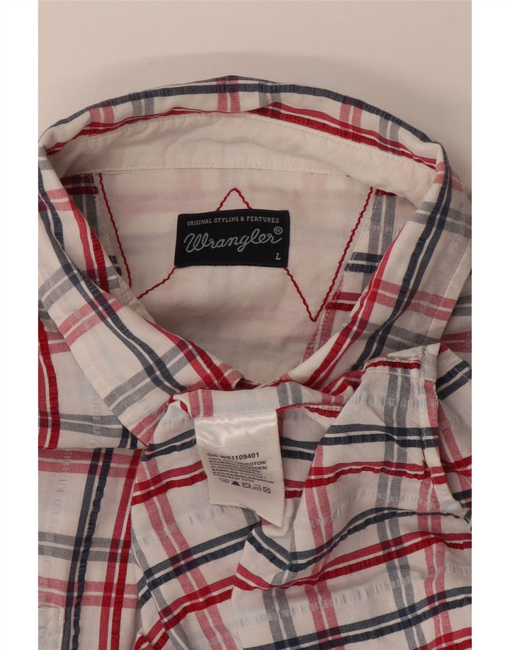 Wrangler Kortærmet Herreskjorte Stor hvid Plaid Bomuld