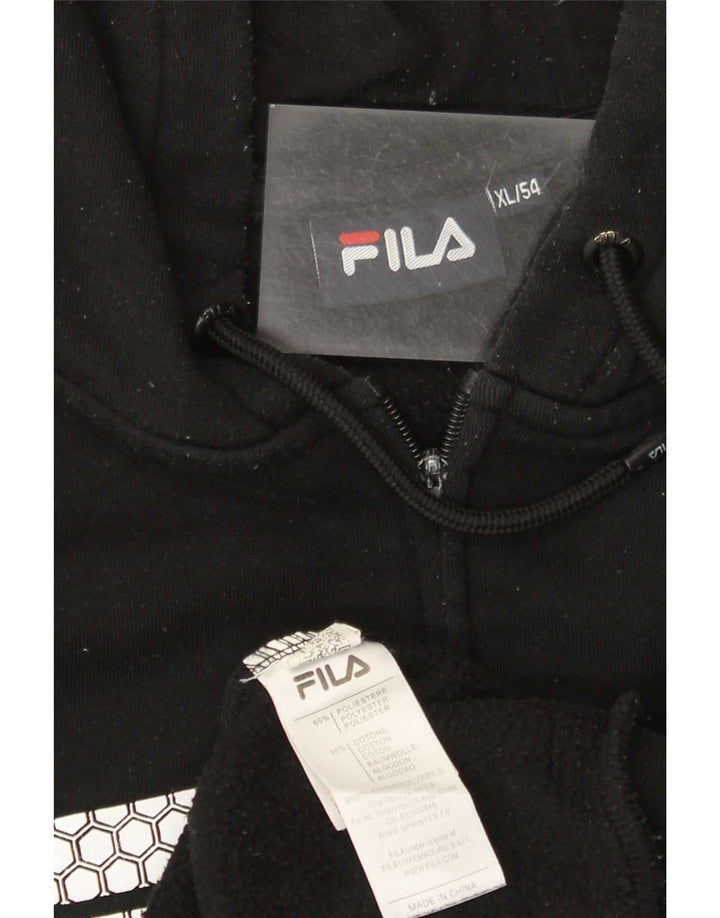 Fila Herre grafisk hættetrøje med lynlås XL sort polyester