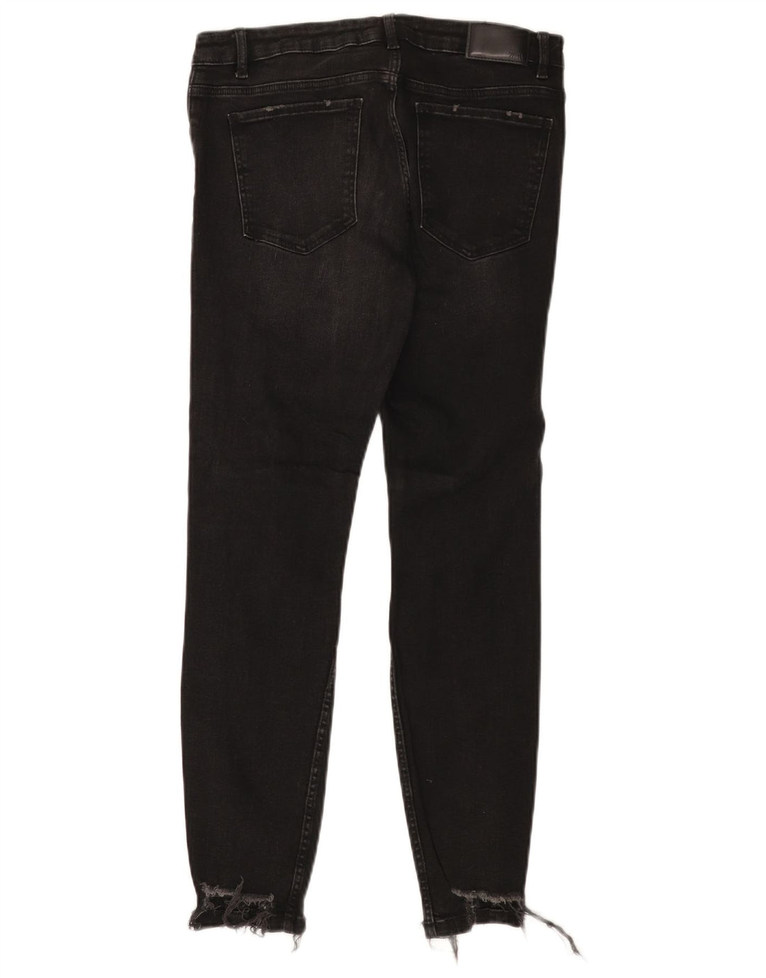 Zara Dame Distressed Slim Jeans EU 40 Medium W30 L27 Sort Bomuld