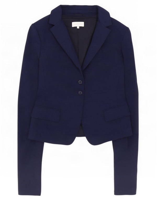 Patrizia Pepe Womens 2 Button Blazer Jacket IT 46 Large Navy Blue Cotton