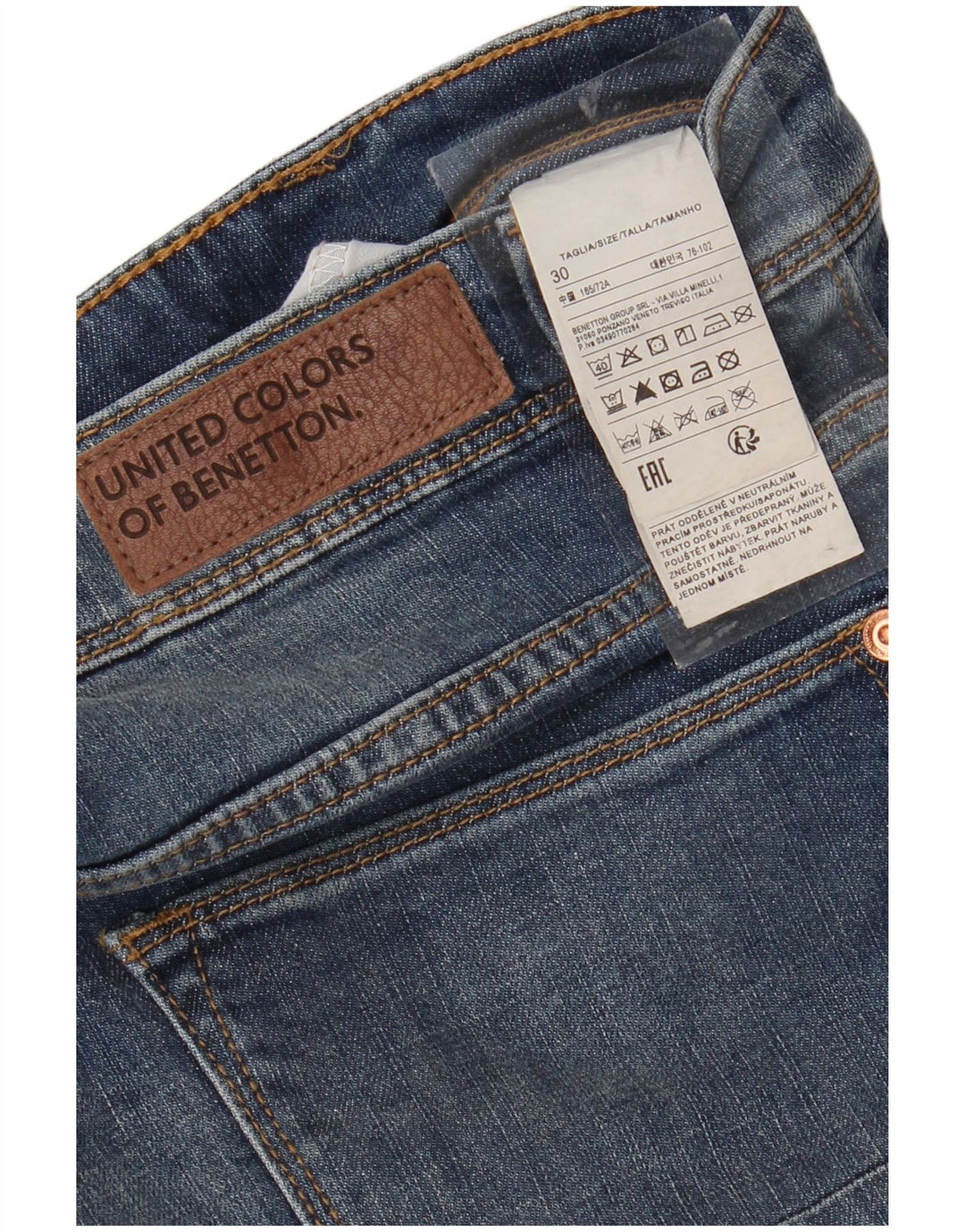 BENETTON Straight jeans til mænd W30 L23 Blå bomuld