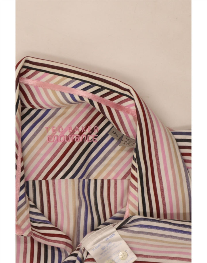 Ted Baker Herre formel skjorte størrelse 17 1/2 XL Flerfarvet stribet bomuld