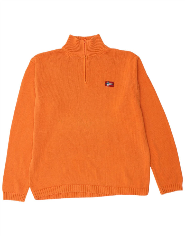 NAPAPIJRI Herre Geographic Zip Neck Jumper Sweater 2XL Orange Bomuld