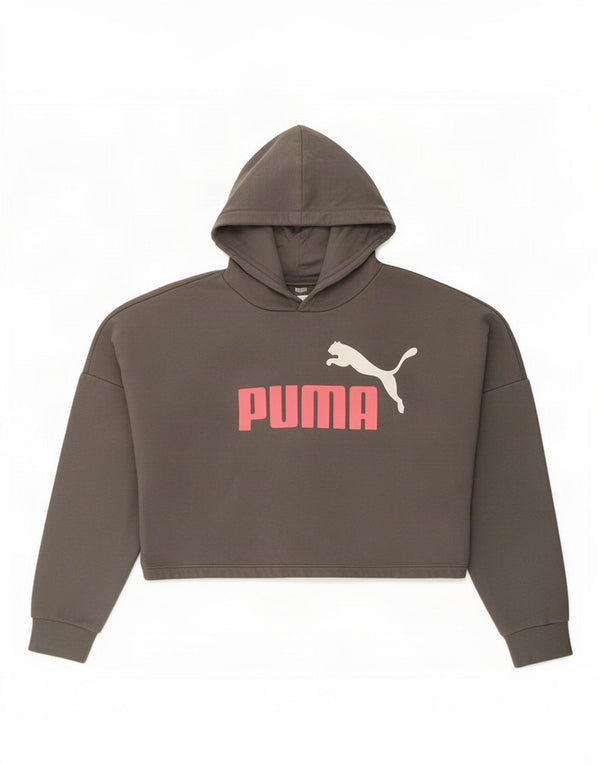 Puma Girls Crop Graphic Hoodie Jumper 11-12 år Grå Bomuld