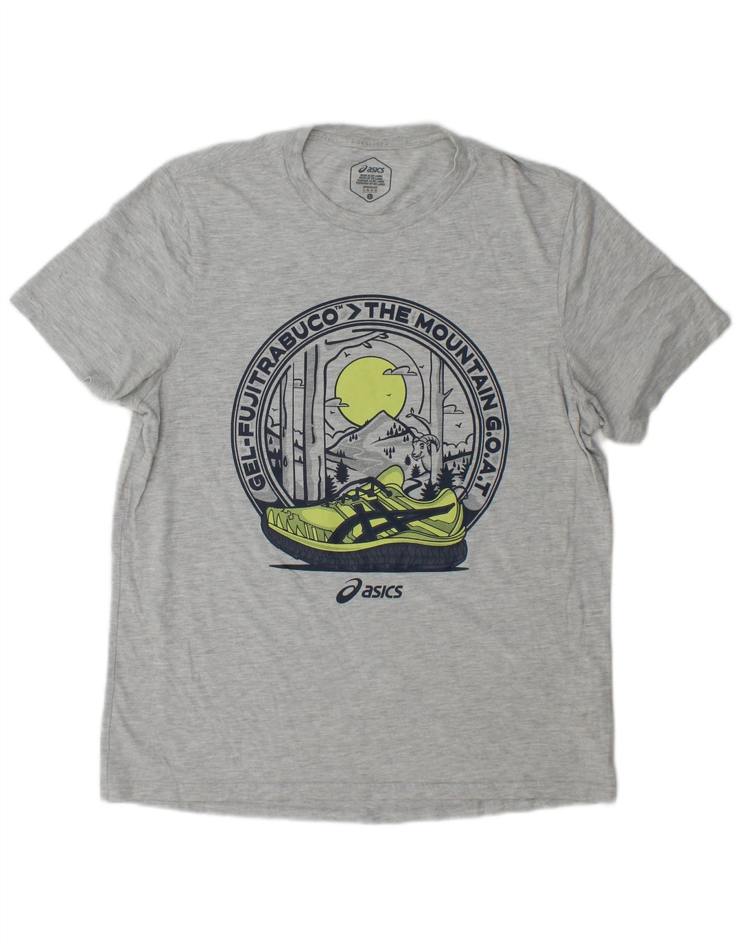 Asics Herre Grafisk T-Shirt Top Stor Grå Bomuld